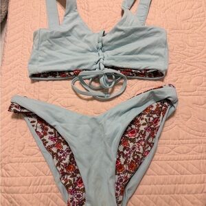 Maaji Light Blue Bikini with Floral Accents
